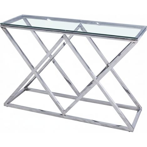 Console chrome plateau transparent 120x40 cm TRIANGLE (1/5)