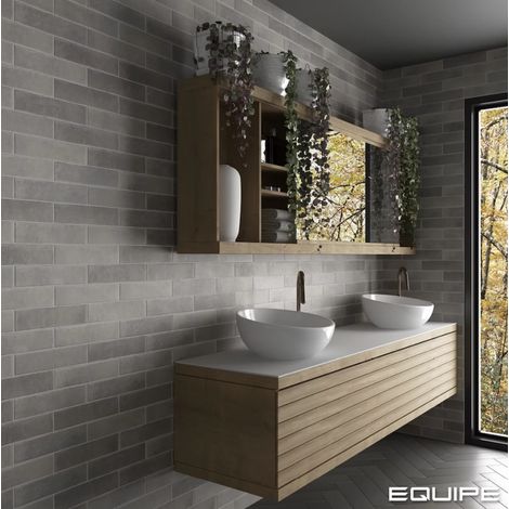 Carrelage sol / mur effet zellige bejmat gris 6x24,6 cm mate ARGILE CONCRETE (vendu par boite de 0,50m2) (1/3)