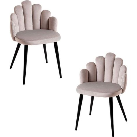 Packs Sillas Comedor - Pack 2 Sillas Hand Terciopelo Patas Negras - Gris (1/5)