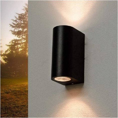 Trade Shop - AUSSENWANDLEUCHTE ZYLINDER UP&DOWN GARTENWANDLAMPE 2XGU10 IP65 ES14 - Schwarz (1/2)