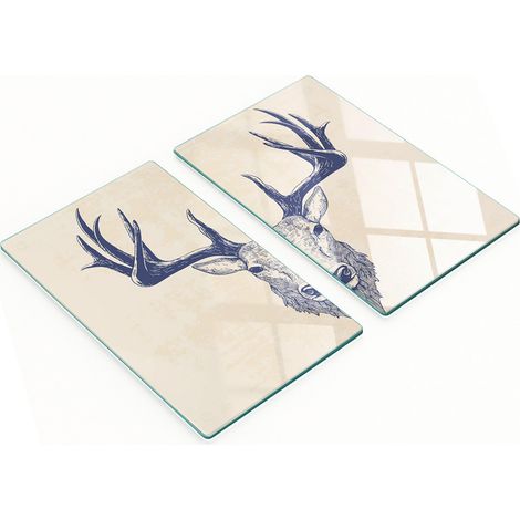 Tablas de cortar decorativas de vidrio templado con forma de cabeza de ciervo, 2x30x52 cm