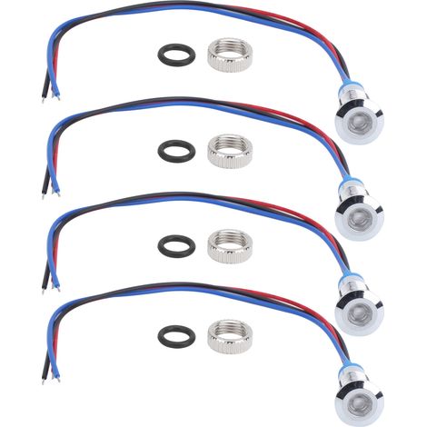 Kit 4 voyants lumineux LED signal 2 couleurs anode commune étanche métal 8mm 220V (rouge bleu) (1/5)