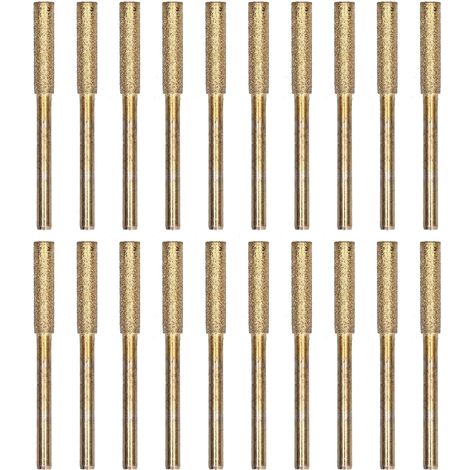 20pcs Chainsaw Sharpener Burr, Chainsaw Grinding Stone File,Circular Saw Blade Sharpener,Grinding Head Rotating File Sharpening Tool Set Kit (Gold 4.8mm) (Gold) (1/5)