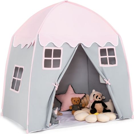 Tenda da gioco per bambini 143 x 100 x 155 cm con tappetino antiscivolo tela di cotone rosa 200014297