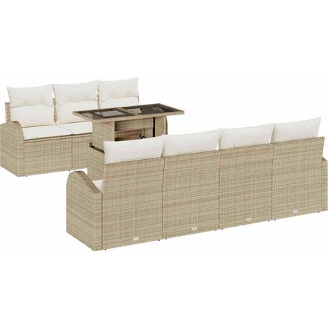 Maison Exclusive - Set Divano da Giardino 8 pcs Beige Rattan in Polipropilene