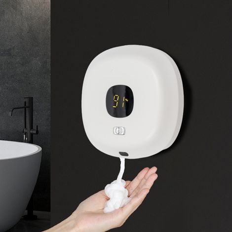 Seifenspender Automatisch, 300ml Seifenspender Wandbefestigung Ohne Bohren Aufladbar Berührungsloser USB Aufladung mit Sensor Seifenspender Verstellbarer Geeignet Für Bad Küche Büro Schule
