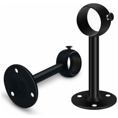 Jeu de 2 supports de tringle à rideau noirs robustes pour tringle de plafond, supports de tringle à rideau en acier inoxydable de 25 mm, supports de tringle à rideau pour penderie, penderie