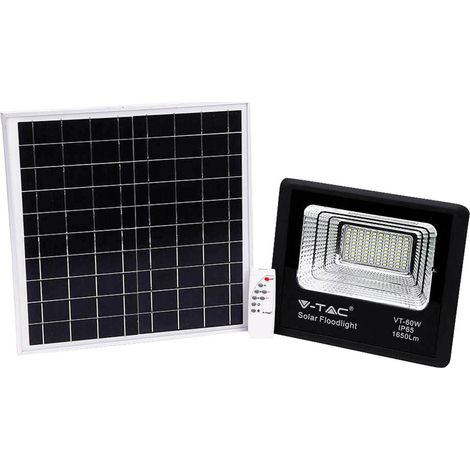 V-TAC VT-60W 60W LED Solarscheinwerfer mit IR-Fernbedienung kaltweiß 6000K Schwarzer Körper IP65 - 94010 (1/5)