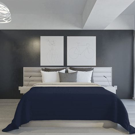 Italian Bed Linen PIUMINO ESTIVO IGNIFUGO MICROFIBRA BICOLORE, Blu Scuro/Grigio Chiaro, 260 x 270 cm (1/5)