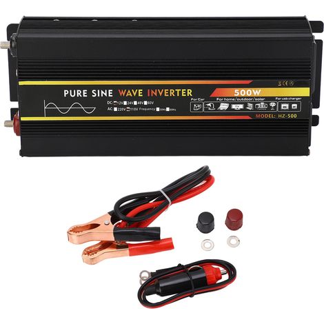 500W Onduleur Onde Sinusoïdale Pure 24V CC vers 110V CA Prise Universelle Écran LED (1/5)