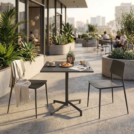OPERA - set tavolo in metallo cm 70 x 70 x 73 h con 2 sedie Viper