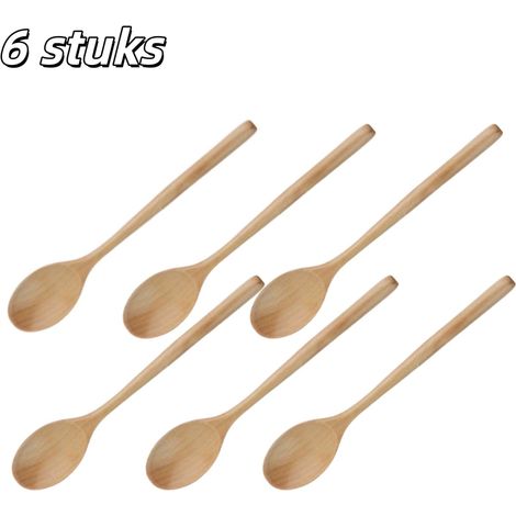 Lot de cuillères en bois longueur 23,5 cm pour riz cuisson et mélange avec poêles antiadhésives adaptées pour remuer miel thé boissons desserts et autres préparations couleur jaune (1/5)
