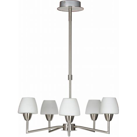 Lampadario Candellux Togo 35-10646 argento vetro bianco 5xG9 (1/3)