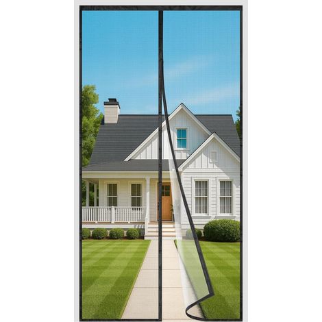 Magnetisches Fliegengitter für Balkontür 75x210cm, ohne Bohren, schwarz (1/5)