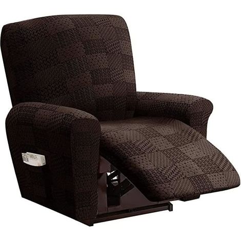 1 Places Couvre Fauteuil Relax ,ANNEFLY Housse De Fauteuil Inclinable Stretch Antidérapant Tout Compris avec Poche Latérale - Café (1/4)