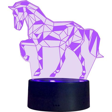 Filiyano – lampe à illusion 3D – Veilleuse cheval ludique, lampe à illusion 3D rechargeable par USB, 16 couleurs, tactile et à intensité variable avec (1/5)