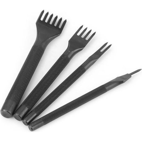 AIDUCHO 4pcs Outils De Couture De Poinçon De Trou En Cuir Pour Outils Perforatrice Artisanat Du Cuir Griffe Perforateur Trou Couture(Dents De 1+2+4+6 ) (1/5)