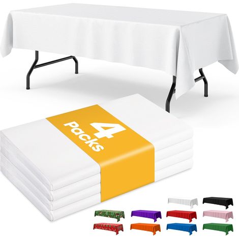 Lot 4 nappes rectangulaires jetables plastique blanc - 137×274cm (1/5)