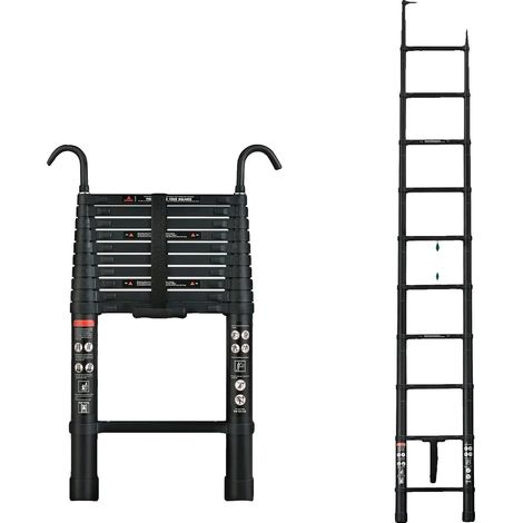Échelle télescopique, alliage d'aluminium, capacité de charge de 150 kg, 3.2m(10.5FT) (1/2)