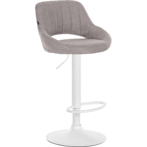 Sgabello da bar regolabile in altezza x1 in tessuto grigio con schienale traforato e base in metallo bianco 100005942