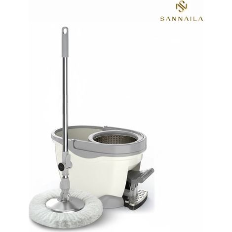 Ensemble balai-serpillère avec seau et essoreuse – Balai-serpillère en microfibre avec tête rotative à 360° – Système d'essorage autonettoyant – Ergonomique et compact – Convient à tous types de sols (1/5)