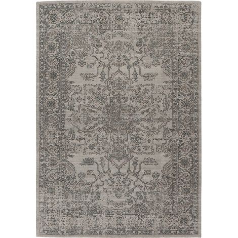 Tapis vintage oriental vert taupe en coton imprimé - 150 x 80 cm (1/4)
