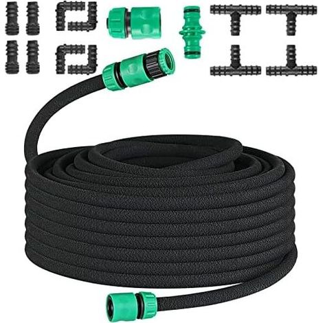 Tuyau Poreux. Microporeux pour Irrigation Goutte à Goutte. Économiseur d'Eau Arrosage. Jardins. Pelouses. Terrasses. Flexible Kit (50m) - 50 metrów (1/5)