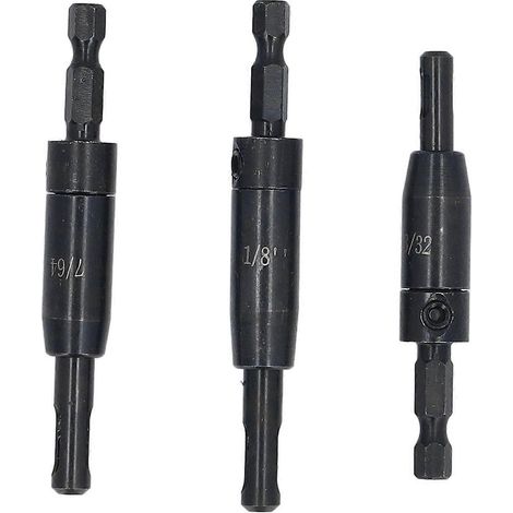3-teiliges Scharnierbohrer-Set für Holzbearbeitung, HSS 1/4 Zoll Sechskantschaft, Positionierbohrer-Set 1/8 Zoll 7/