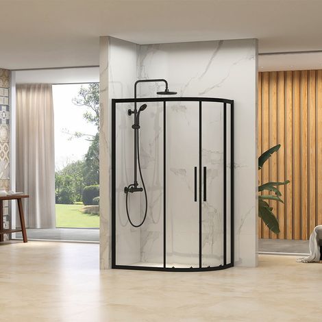 800 x 1000mm 2 Door Offset Quadrant Enclosure 6mm - Black (1/3)