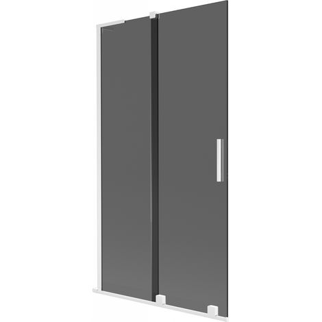 Mexen Velar L parete vasca da bagno 2 ante scorrevoli 100 x 150 cm, grafite, bianco - 896-100-003-41-20 (1/2)
