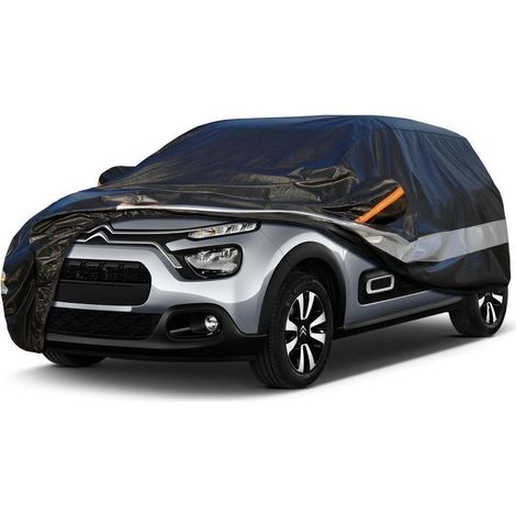 Autoabdeckung 10 Schichten Wasserdicht Atmungsaktiv für Citroen C3 (2017-2023) Schwarz (1/5)