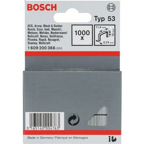 Klammern Type 53:114x074x10mm: 1.000 Stück BOSCH 1609200366