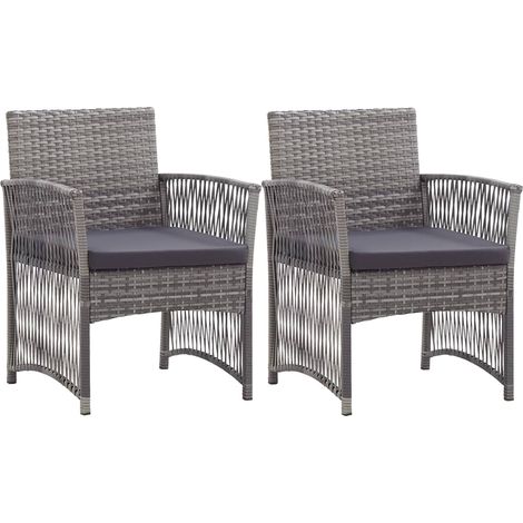 Gartensessel mit Sitzkissen 2 Stk. Anthrazit Poly Rattan (1/5)