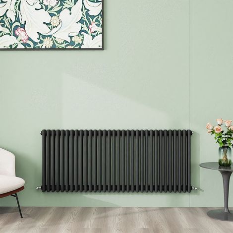 AICA 600x1460mm Anthracite Horizontal Traditional Radiator Cast Iron 3 Column Heating UK