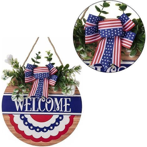 Panneau de bienvenue pour porte, décorations de la fête de l'Indépendance avec nœuds papillon, commémorations