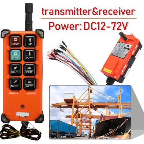 DC12-72V Wireless Crane Remote Control, High-Quality Transceiver for Industrial Hoist, Overhead Crane F21-E1B (1/4)
