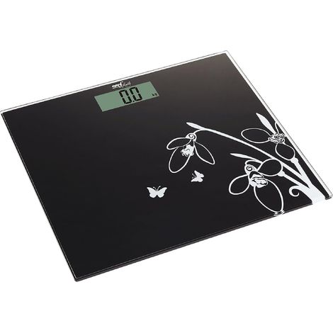 FLAT Digitalwaage Ultradünn, 150 kg Kapazität, gehärtetes Glas, LCD-Display