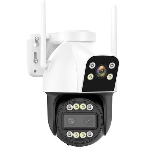 Caméra de sécurité à Domicile Caméra IP 4G extérieure 4K HD, Zoom 10X, Trois objectifs, Double écran, Carte Sim, PTZ, Suivi AI, vidéosurveillance, vidéosurveillance(4K 4G Add 64G) (1/5)