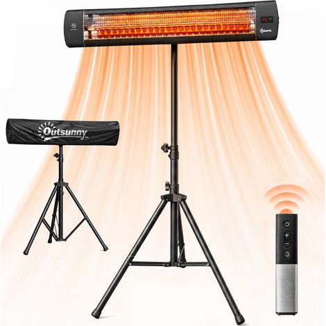 Infrarot-Fußbodenheizung 2500 W, Schutzart IP65, Fernbedienung, Timer, 3 Heizstufen, höhenverstellbar, 87 x 81 x 180 cm, Schwarz (1/5)