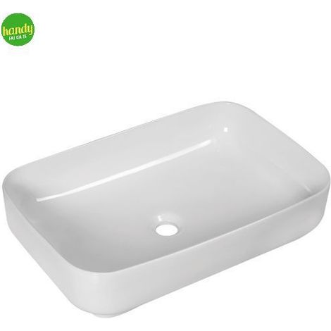 Lavabo da appoggio in ceramica bianca modello agua 60 60,5x40x14  cm BARBOTTINA