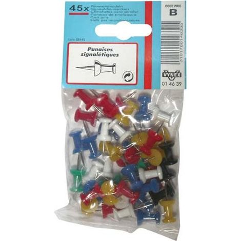 PUNAISE SIGNALETIQUE ASSORTIES 45P SC (Vendu par 1)