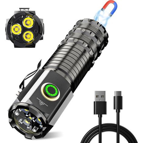 Petite Lampe Torche Rechargeable,5000 Lumens Lampe de Poche Tactique,5 Modes D'éclairage IPX5 Imperméable,LED a pile Adaptée aux Urgences de Camping et de Randonnée (1/5)