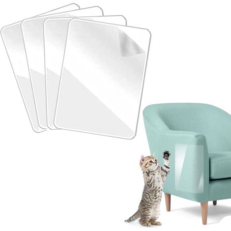 Protection Canape Chat Anti Griffe,Lot de 4 Transparent Protecteur de Rayure de Chat et Chien Anti Griffe Chat Canapé, Sticker Transparent Autocollant, Protecteurs de Meubles pour Chat (1/5)