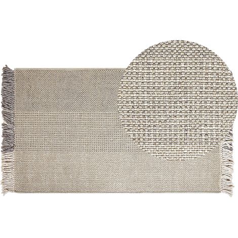 Alfombra de lana gris claro 80 x 150 cm algodón hecho a mano borlas Tekeler (1/5)