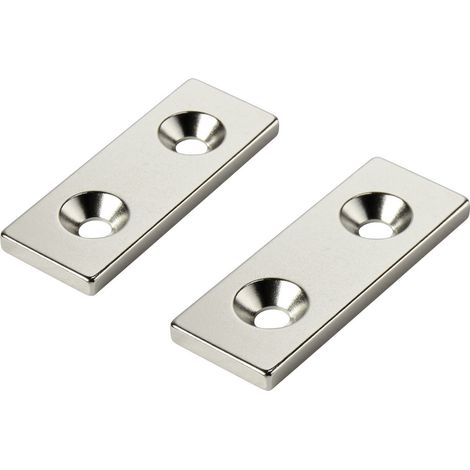 TRU COMPONENTS TC-12250648 Permanent-Magnet Rechteckig (L x B x H) 40 x 15 x 3 mm  M4  Grenztemperat