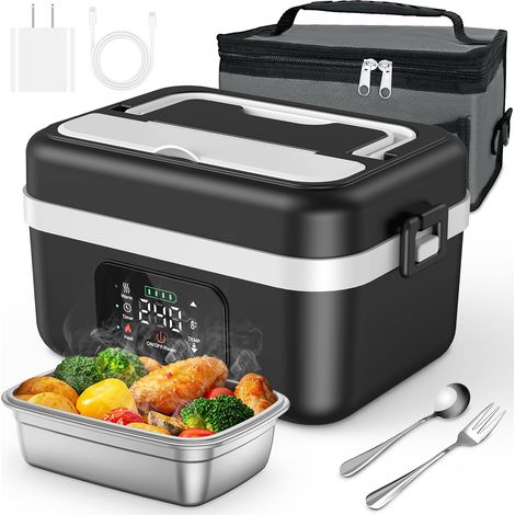 Lunch box riscaldato wireless da 1000 ml Lunch box con batteria USB-C da 16000 mAh 6 impostazioni di temperatura, timer, funzione di mantenimento in caldo Per ufficio, cantiere, auto (1/4)