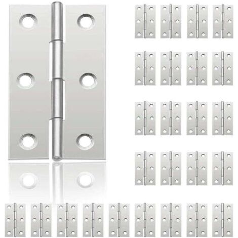 24 petites charnières pour portes, charnière en acier inoxydable, charnières de porte de bricolage pour porte de placard, charnière de piano, boîtes à bijoux, meubles de maison, armoire (44 mm 32