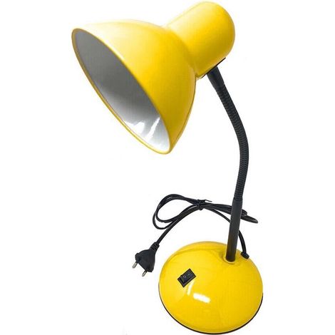 Lampada Da Tavolo Scrivania Braccio Snodabile Lumetto Porta Lampadina E27 Giallo