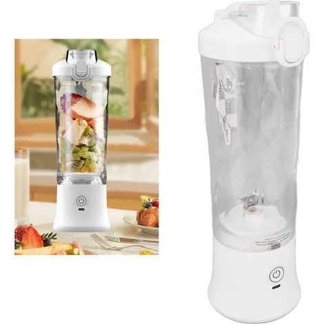 Presse-agrumes électrique portable USB, gobelet de 600 ml, petit blender idéal pour les smoothies et les milkshakes - Blanc (1/5)