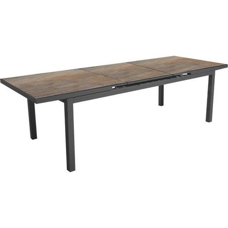 PROLOISIRS Table de jardin extensible Teramo en aluminium/HPL - 180/240 x 90 cm - graphite/bambou